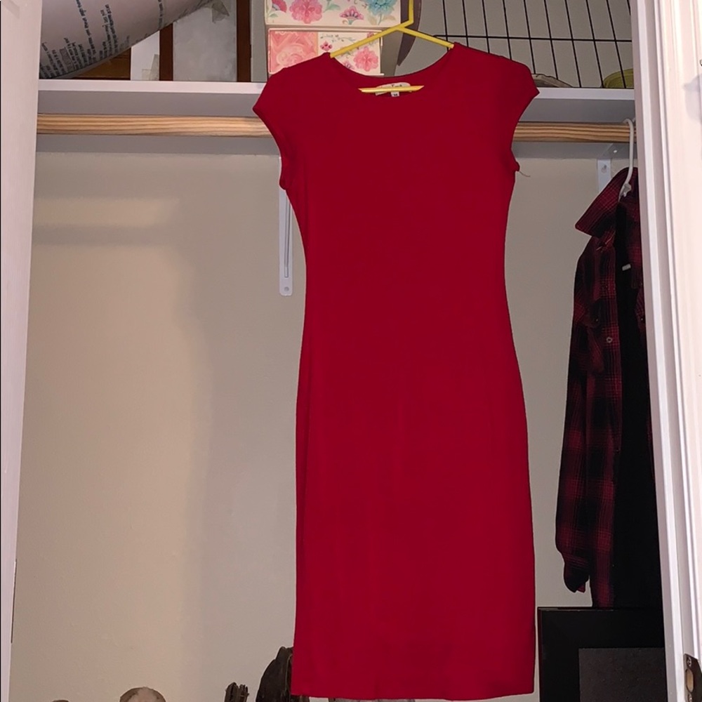 red skin tight dress